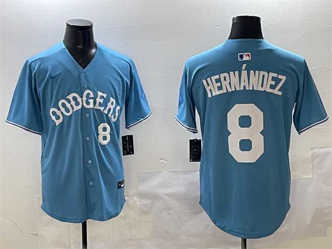 Men%27s Los Angeles Dodgers #8 Enrique Hernandez Light Blue Limited Stitched Jersey